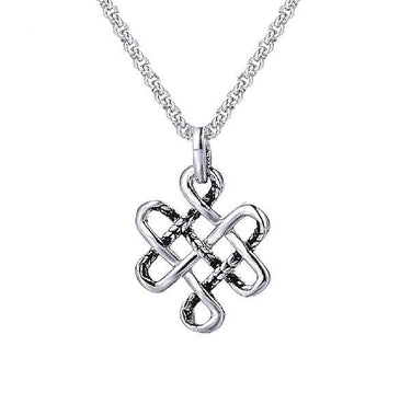Stainless Steel Buddhist Eternal Knot WISDOM Necklace
